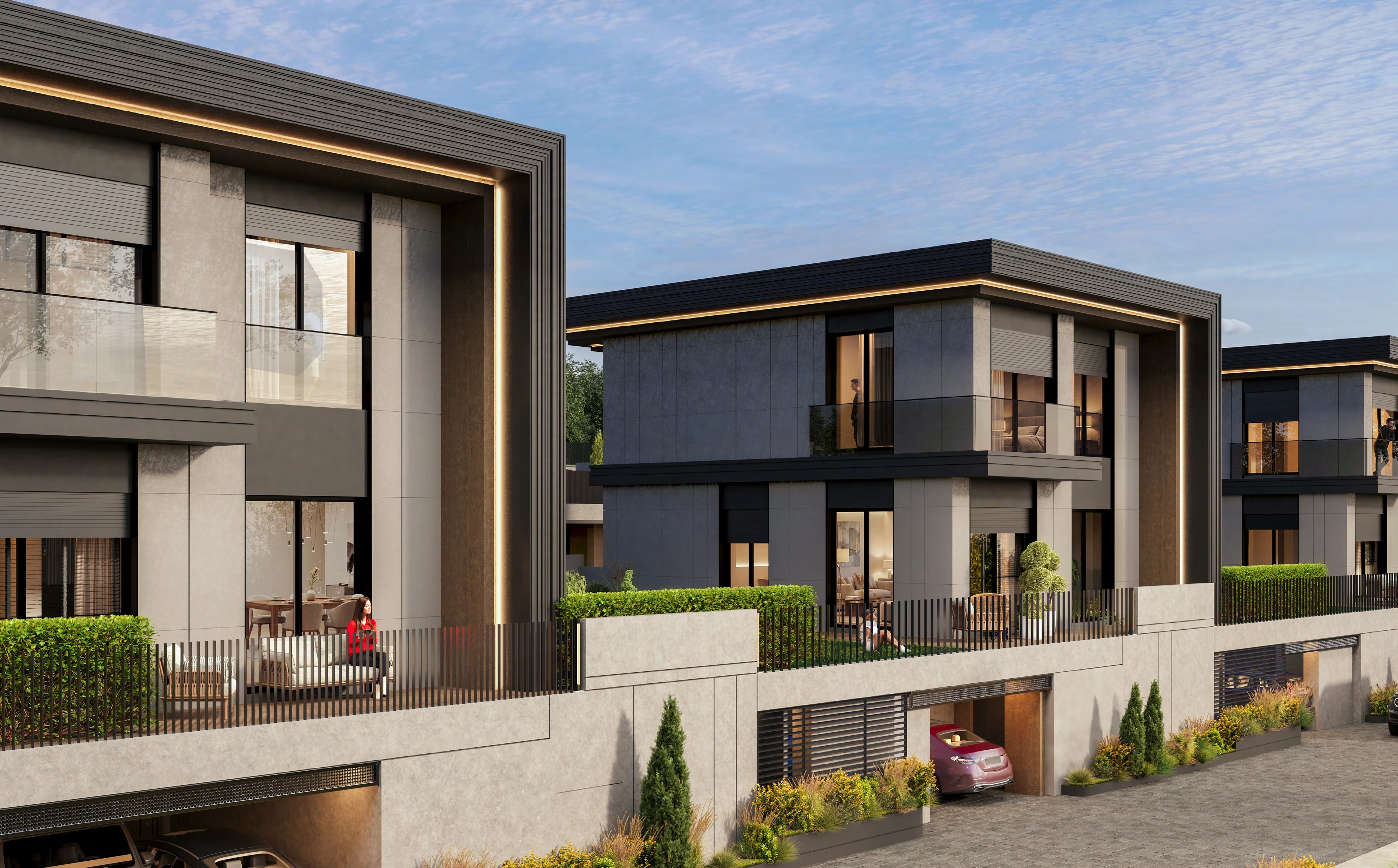 Tane Villas yatay mimariye sahip müstakil villalar