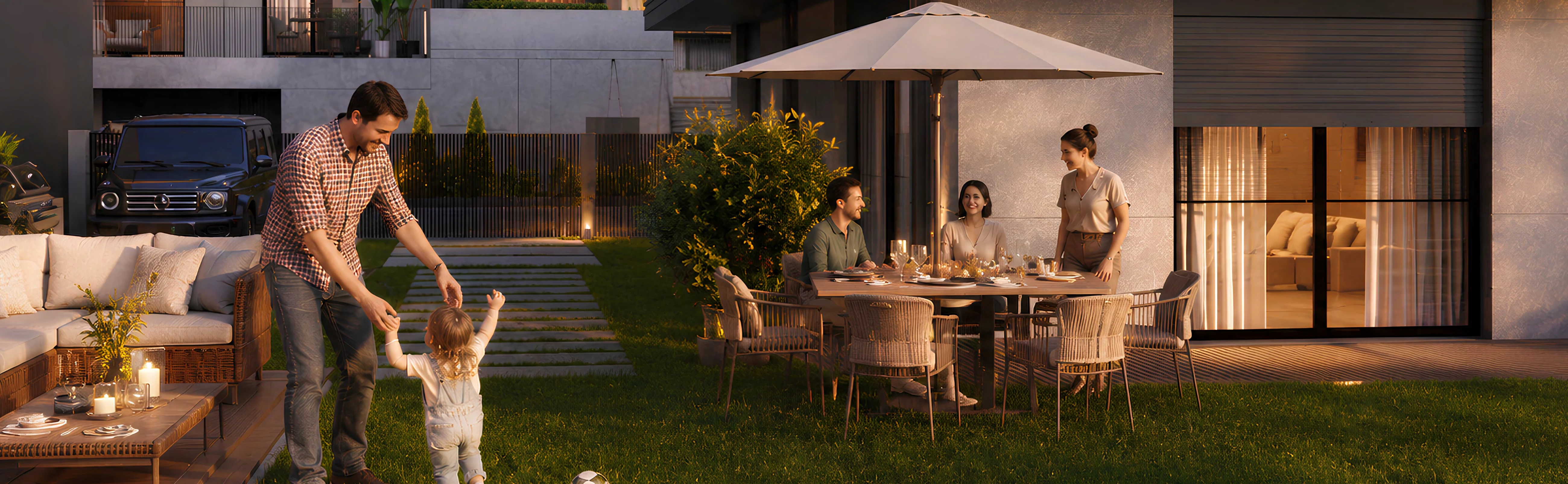 Tane Villas özel bahçede aile yaşamı