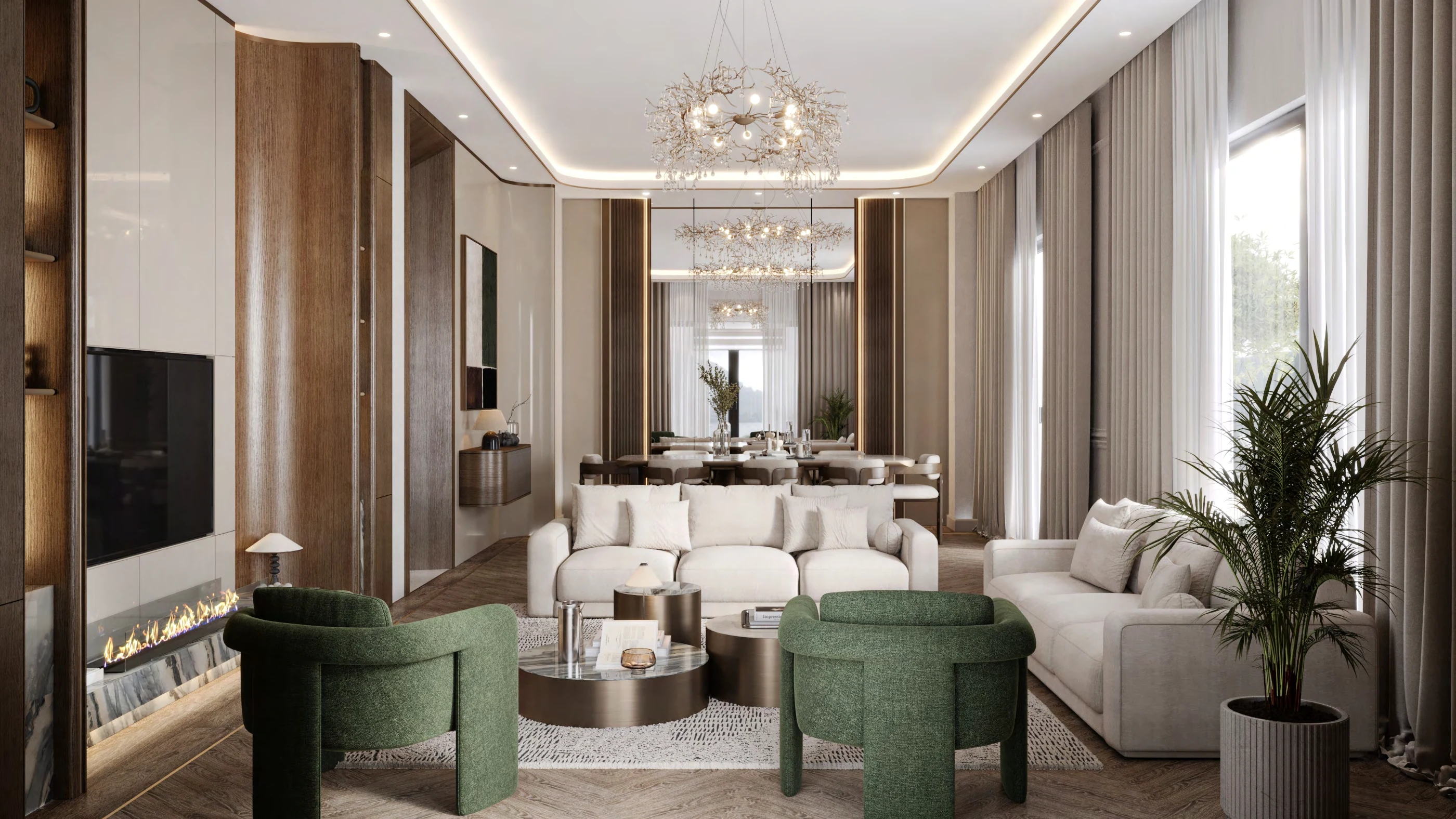Tane Villas ferah salon ve yemek alanı